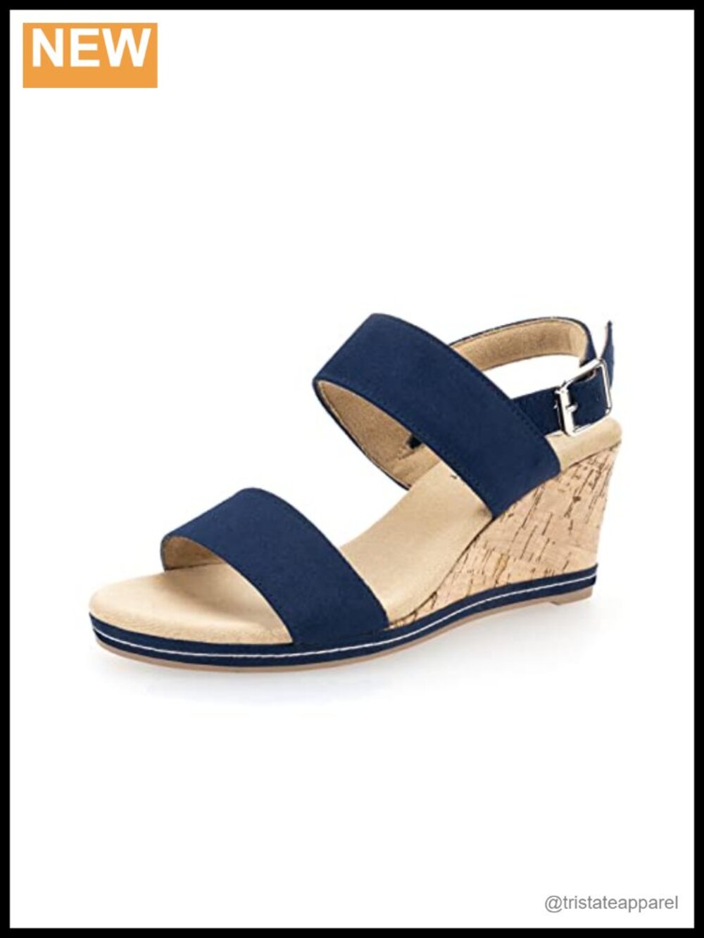 Women's Wedge Sandals Faux Suede Cork Platform Slingback Open Toe Ankle Strap